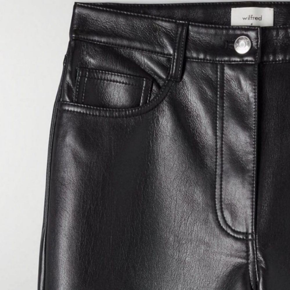 Aritzia Melina Very Soft Vegan Black Leather Pants, Size 8